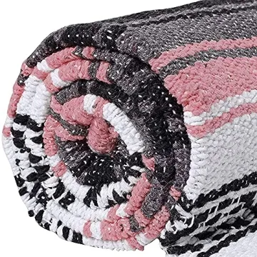 VEICK Camping, Picnic, Beach Blanket, Bedding, Car Blanket, Saddle Blanket, Soft Woven Home Decor (Pink-Gray Color) L8