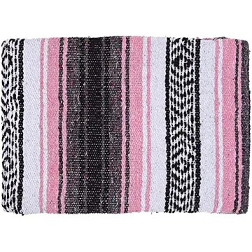 VEICK Camping, Picnic, Beach Blanket, Bedding, Car Blanket, Saddle Blanket, Soft Woven Home Decor (Pink-Gray Color) L8