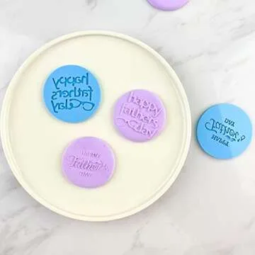 Crethinkaty Father's Day Fondant Embosser "Happy Father's Day" Shape 3D Raised Design Cookie Stamp for Baking Cookies,Decorating Cake/Sugar Paste/Cupcake(Style B)
