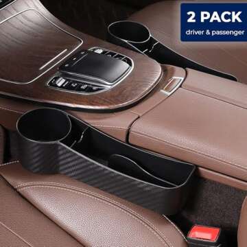 Extra Cup Holder Expander for Car, Seat Gap Filler Organizer, Interior Accessories Decor for Men & Women, Auto Side Insert Multifunctional Center Console Organization & Storage, Stop Between Drop