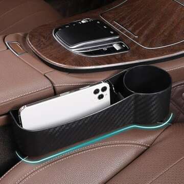 Extra Cup Holder Expander for Car, Seat Gap Filler Organizer, Interior Accessories Decor for Men & Women, Auto Side Insert Multifunctional Center Console Organization & Storage, Stop Between Drop