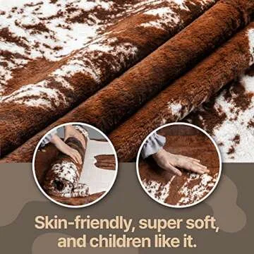 CONBEN Premium Faux Cowhide Rug Large (4.6ft x 6.6ft) - No-Slip Backing, Cow Print Decor - Western Wall Art Farmhouse, Western Floor Rugs for Living Room, Bedroom, Dining Area or Office