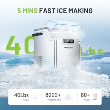 KEENSTAR Nugget Ice Maker - Soft Chewable Ice in 5 Mins