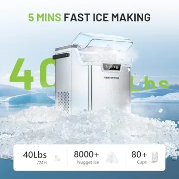 KEENSTAR Nugget Ice Maker - Soft Chewable Ice in 5 Mins