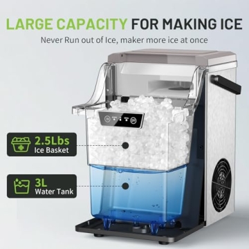 KEENSTAR Nugget Ice Maker - Soft Chewable Ice in 5 Mins