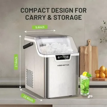KEENSTAR Nugget Ice Maker - Soft Chewable Ice in 5 Mins