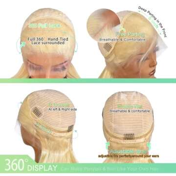 Nicele Ann 613 Lace Front Wig Human Hair Body Wave 360 Lace Front Wigs Human Hair 200 Density 360 HD Lace Front Wigs Human Hair Pre Plucked With Baby Hair (20 Inch,Body Wave)