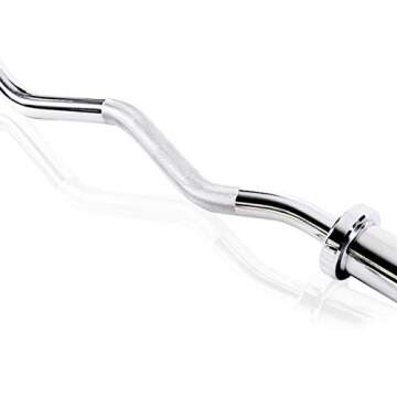 47 Inch Olympic EZ Curl Barbell, 2 Inch Weight Plates Curl Bar for Home and Gym, 300Ib Curling Weight Lifting Bar with 2 Spring Collars, Chrome Home Gym Curl Bar With Weights for Hip Thrusts/Squats