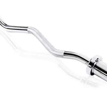 47 Inch Olympic EZ Curl Barbell, 2 Inch Weight Plates Curl Bar for Home and Gym, 300Ib Curling Weight Lifting Bar with 2 Spring Collars, Chrome Home Gym Curl Bar With Weights for Hip Thrusts/Squats