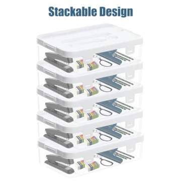 osseph 3pcs Portable Project Case Clear File Box, Plastic Storage Container Bins with Latching Lids,...