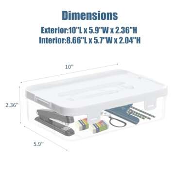osseph 3pcs Portable Project Case Clear File Box, Plastic Storage Container Bins with Latching Lids, Stackable Storage Box Organizer Container For File Photo Documents Scrapbook Craft Art Supplies