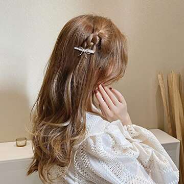 Cinaci 32 Pack/16 Pairs Small Metal Silver Retro Vintage Leaf Flower Butterfly Alligator Hair Clips Duckbill Mini Barrettes Decorative Tiny Hair Pins Accessories for Women Girls Fine Thin Short Hair