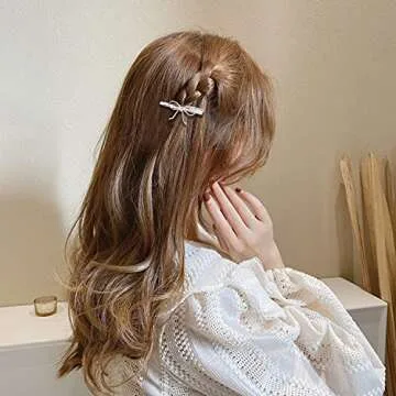 Cinaci 32 Pack/16 Pairs Small Metal Silver Retro Vintage Leaf Flower Butterfly Alligator Hair Clips Duckbill Mini Barrettes Decorative Tiny Hair Pins Accessories for Women Girls Fine Thin Short Hair