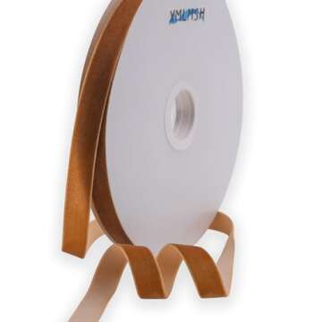 XMLMSH Copper Velvet Ribbon 5/8 Inch Single Face Nylon for Gift Wrapping, Hair Bows, Choker, Wedding...