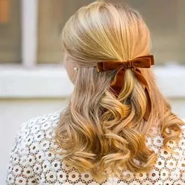 XMLMSH Copper Velvet Ribbon 5/8 Inch Single Face Nylon for Gift Wrapping, Hair Bows, Choker, Wedding Decorations, Cafts, Bouquet - 25 Yards