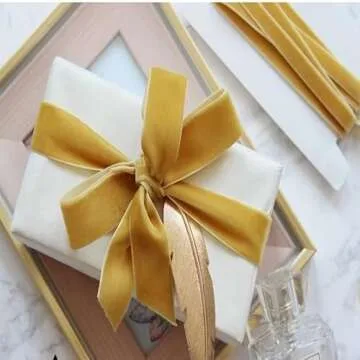 XMLMSH Copper Velvet Ribbon 5/8 Inch Single Face Nylon for Gift Wrapping, Hair Bows, Choker, Wedding Decorations, Cafts, Bouquet - 25 Yards