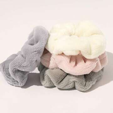 7 Pcs Big Hair Drying Scrunchies Thick Fuzzy Scrunchy Frizz Free Scrunchies Hair Light Bobbles Ropes Traceless Faux Fur Hair Ties Accessories