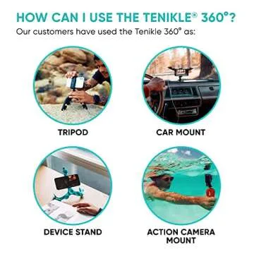 Tenikle® 360° - Flexible Tripod for Phone Camera GoPro, As Seen on Shark Tank, Bendable Suction Cup Camera & Phone Mount, Phone Holder for Car, Compatible w/iPhone & Android (Teal)