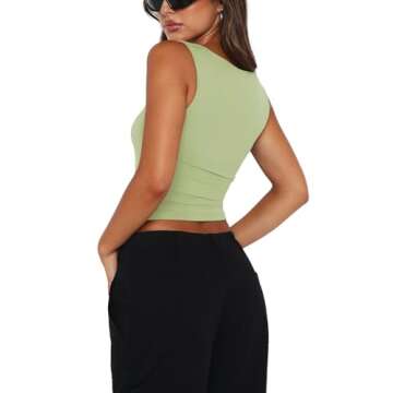 REORIA Summer Square Neck Tank Top - Sexy & Trendy Crop Top for Women