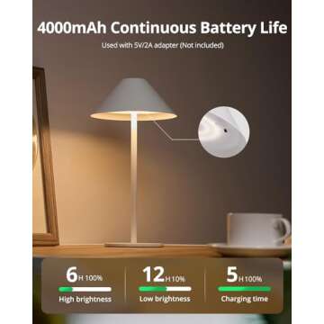 Bojim Mini Lamp Battery Operated, Portable Cordless LED Lamp, 3 Color Stepless Dimming LED Desk Ligh...