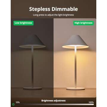 Bojim Mini Lamp Battery Operated, Portable Cordless LED Lamp, 3 Color Stepless Dimming LED Desk Light, for Home/Couple Dinner/Restaurant/Reading/Outdoor Table Lamp/Christmas Gifts (White)