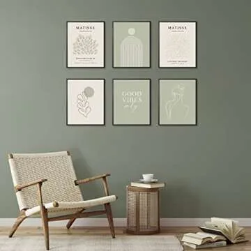 Sage Green Matisse Wall Art Prints for Modern Decor