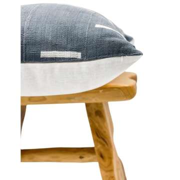 Krinto Farmhouse Pillow || African Pillow, Mudcloth Pillow, Blue Grey Pillow Cover| Throw Pillow Cover, Sofa Cushion, Fall Decor 22x22 (22 x 22)