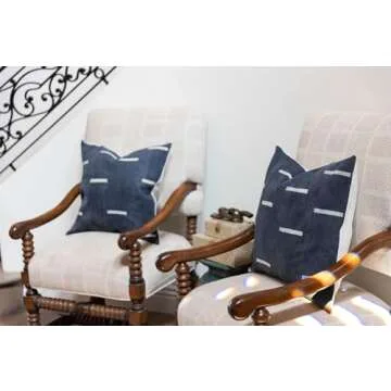 Krinto Farmhouse Pillow || African Pillow, Mudcloth Pillow, Blue Grey Pillow Cover| Throw Pillow Cover, Sofa Cushion, Fall Decor 22x22 (22 x 22)