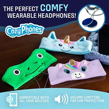 CozyPhones Over The Ear Headband Headphones - Kids Headphones Volume Limited with Thin Speakers & Su...