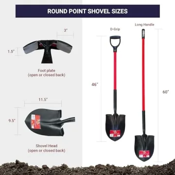 Bully 82515 14-Gauge Round Point Shovel for Gardening