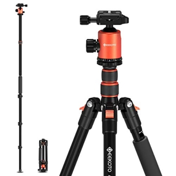 GEEKOTO Compact 77'' Tripod for DSLR with 360 Degree Ball Head