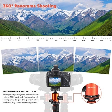 GEEKOTO Compact 77'' Tripod for DSLR with 360 Degree Ball Head