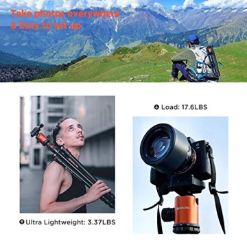 GEEKOTO Compact 77'' Tripod for DSLR with 360 Degree Ball Head