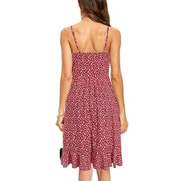 ULTRANICE Women Summer Dress Spring 2025 Sundress Casual Pink Floral Flowy Wrap Beach Clothes Beach Wedding Guest Vacation Outfits Midi V Neck Spaghetti Strap Dresses(Pink White Floral,L)