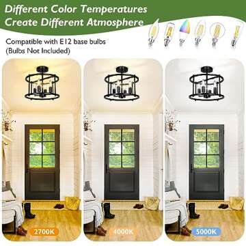 Farmhouse Semi Flush Mount Ceiling Light Fixture