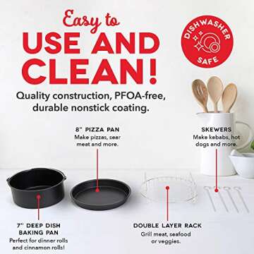 Dash DFAF455GBAQ01 Deluxe Electric Air Fryer + Oven Cooker, 6 Quart, 6 qt, Aqua & DFAF450UP1 Air Fryer, Deluxe, Accessory Bundle