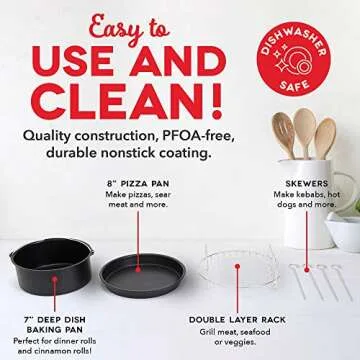 Dash DFAF455GBAQ01 Deluxe Electric Air Fryer + Oven Cooker, 6 Quart, 6 qt, Aqua & DFAF450UP1 Air Fryer, Deluxe, Accessory Bundle