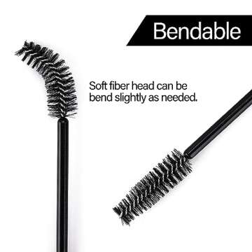 BTYMS 500 Pieces Disposable Mascara Wands Eyelash Brush Brow Brushes Applicators Lash Spoolies for Eye Lash Extension - Black