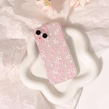 Lovmooful Compatible for iPhone 15 Case Cute Clear Flower Floral Design for Girls Women Soft TPU Sho...