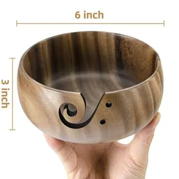 Little World Yarn Bowl - Elegant Wooden Yarn Holder to Prevent Tangles