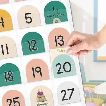 Eamay Boho Classroom Calendar Pocket Chart for Kids Learning