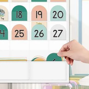 Eamay Boho Classroom Calendar Pocket Chart for Kids Learning