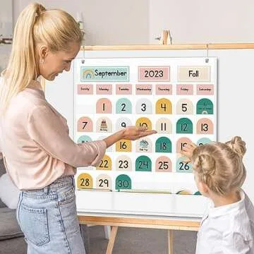 Eamay Boho Classroom Calendar Pocket Chart for Kids Learning