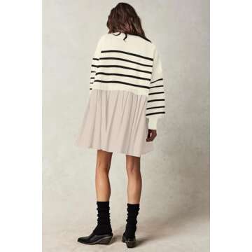 Womens Oversized Sweater Dress Spring Fall Trendy Long Sleeve Crewneck Pullover Tops Relaxed Fit Swe...