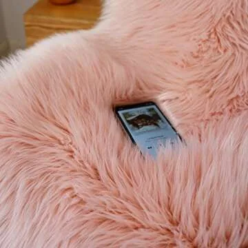 Faux Fur Sheepskin Rug,Fluffy Chair Seat Cover Floor Mat Carpet Area Rugs for Living Room - 2 ft x 3 ft, Pink