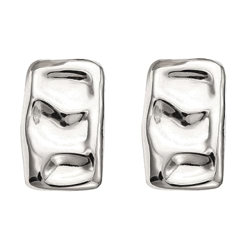 Chunky Gold Rectangle Stud Earrings Elegant Hypoallergenic