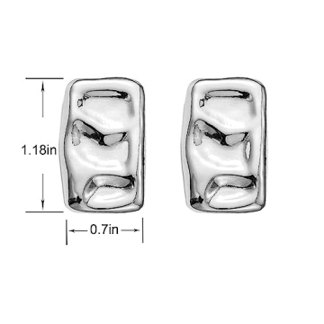 Chunky Gold Rectangle Stud Earrings Elegant Hypoallergenic