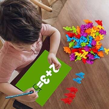 Counting Dinosaurs Montessori Toys for 3 4 5 Years Old Boys Girls Toddler Manipulatives Preschool Learning Activities Kindergarten Educational Sensory Fine Motor Skills Toys for Kids Ages 2-4 3-5 4-8