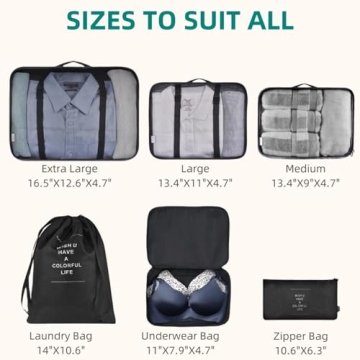 Lightweight VAGREEZ Travel Packing Cubes for Organizing Bags