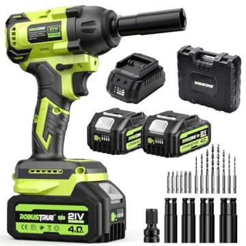 Robustrue Cordless Impact Wrench | 406Ft-lbs Torque | 3 Speed Settings | 2x4.0Ah Battery